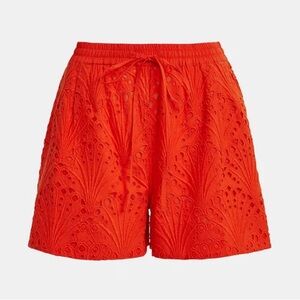 Essentiel Antwerp | Red broderie anglaise cotton shorts | Sz 44 (US 14)
